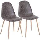 2er-Set Esszimmerstuhl Küchenstuhl mit Rückenlehne Kunstwildleder Sessel Metallbeine Grau