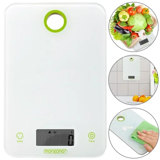 "Digitale Küchenwaage Weiß/Grünes Glas image"