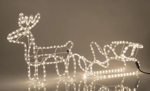 "Rentier mit Schlitten für den Außenbereich, warmweiß image"