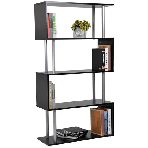 "Standregal 4 Fächer Raumteiler Eckregal Wandregal schwarz image"