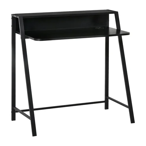 "Schreibtisch Computertisch Bürotisch Arbeitstisch mit Ablagefach Kabeldurchlass Metall Schwarz 84 x 45 x 85 cm image"