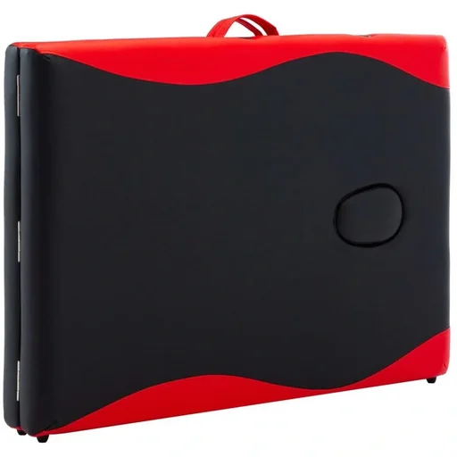 "Klappbarer Massagetisch 2 Zonen Holz schwarz und rot image"