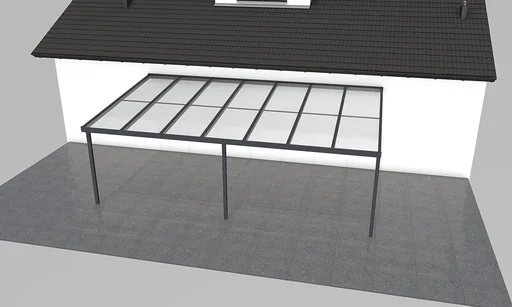 "Terrassendach Premium, anthrazit, 7120 x 4060 mm - Polycarbonat Stegplatten 16 mm, klar image"