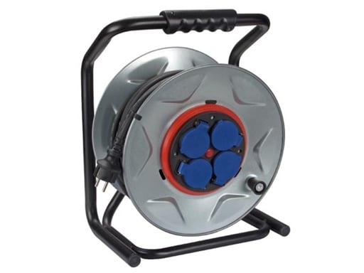 "PROFI-KABELTROMMEL MIT 'ANTI-TWIST'-SYSTEM - NEOPREN - 40 m - 3G2.5 - 4 STECKDOSEN - SCHUTZKONTAKT (DEUTSCHES SYSTEM) image"