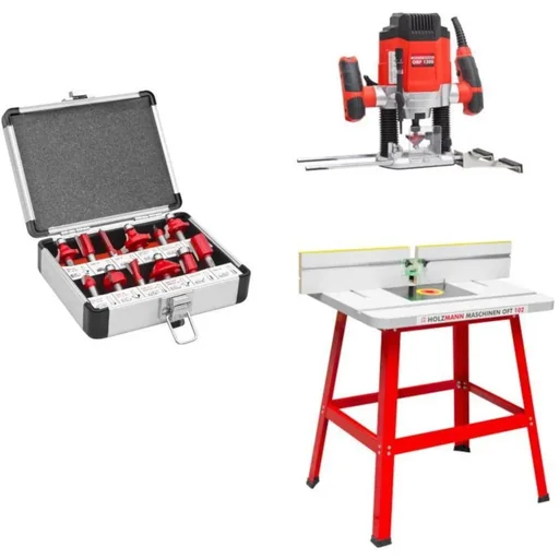 "Oberfrästisch / Werkbank mit Oberfräse und 12-teiligem Frässet image"