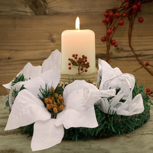 "Weihnachtskranz mit weißen Blumen - Ø22cm image"