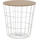 Beistelltisch - Korb mit abnehmbarer Platte - Holz/Metall - 39x41 cm (bxh) - Weiß