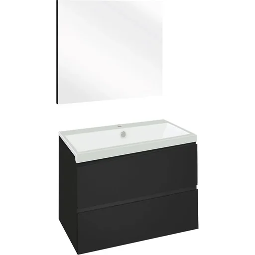 "Concept Badezimmermöbel met spiegel 60cm - schwartz/Weiss image"