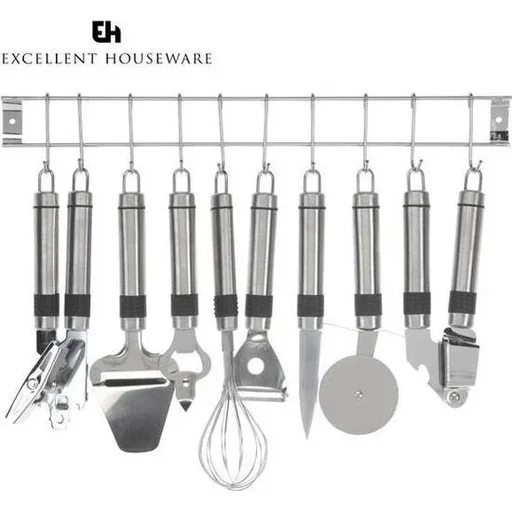 "9-teiliges Küchenset - Küchenutensilien - mit Küchenleiste - Edelstahl image"
