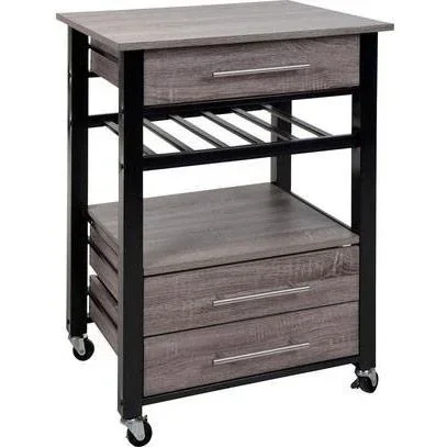 "Excellent Houseware Luxury Kitchen Trolley - Metall und Holz 600X500X845MM image"