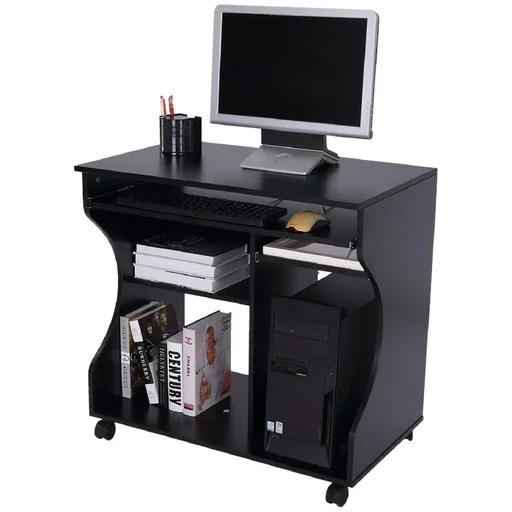 "Computertisch rollbar mobil PC Tisch Schwarz image"