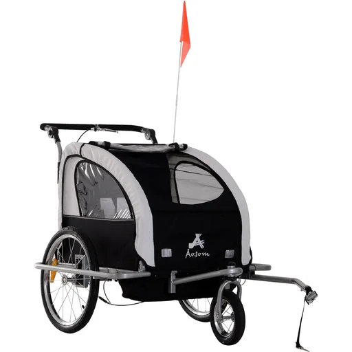 "Fahrradanhänger Kinder Weiß-Schwarz 2 in 1 Jogger image"
