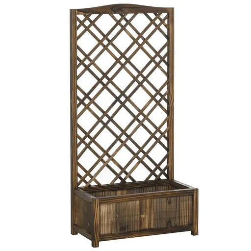 "Pflanzkasten Blumenständer Rankgitter Rankkasten Rosenbogen Garten Holz Braun 60 x 30 x 122,5 cm image"