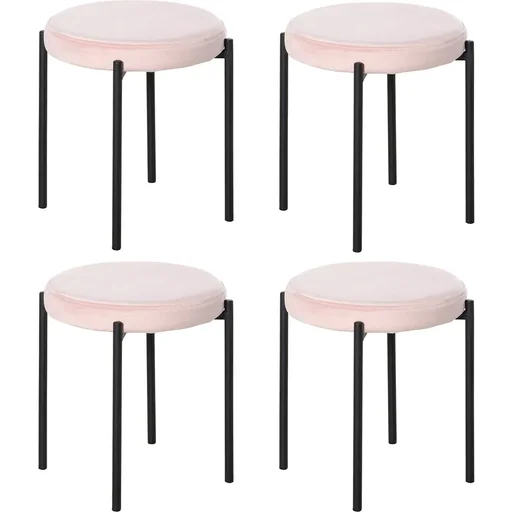 "Hocker 4-teiliges Set mit Samtüberzug Grau image"