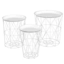 3er-Set Beistelltisch mit Stauraum Nachttisch dekorativer Sofatisch mit abnehmbarem Deckel Korbablage Korbtisch Kaffeeti