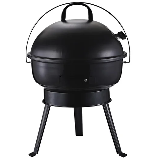 "Kugelgrill Holzkohlegril Windschutz Dreibeinfuß Camping Picknick tragbar Metall Schwarz Ø36,5 x 54 cm Holzkohlegrill Gri image"