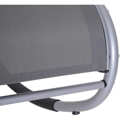 "Schaukelstuhl Schaukelliege Gartenliege Schwungliege mit Kopfkissen wetterfest Aluminium + Texteline Grau bis 120 kg 120 image"