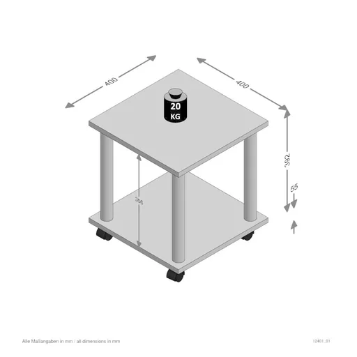 "FMD Beistelltisch mit Rollen Sandeiche farbig image"