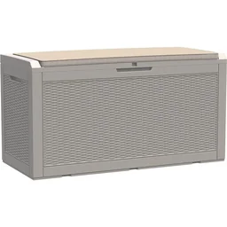 2in1 Gartentruhe in Rattanoptik Grau