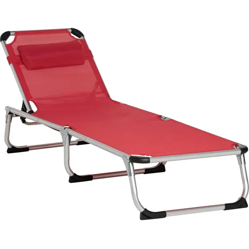 "Sonnenliege Gartenliege Alu Stoffliege Relaxliege 5-fach verstellbar faltbar ergonomisch Netzstoff Rot 170 x 60 x 76 cm image"
