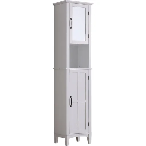 "Badschrank Badezimmerschrank Wandschrank mit Spiegel vestellbare Einlegeböden Holz Weiß 40 x 30 x 170 cm image"