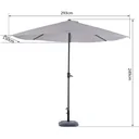 Alu Sonnenschirm Kurbelschirm halbrund grau