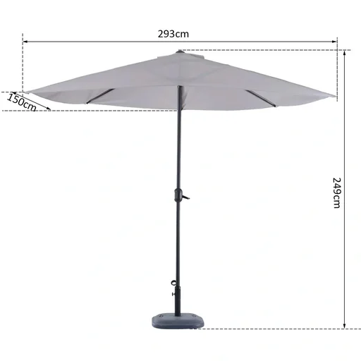 "Alu Sonnenschirm Kurbelschirm halbrund grau image"