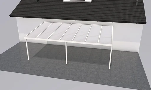 "Terrassendach Premium, weiß, 7120 x 4060 mm - Polycarbonat Stegplatten 16 mm, weiß gestreift image"