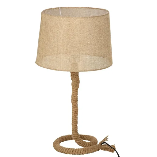 "Tischlampe E27 Fassung 40 W Hanf Leinen Stahl beige image"