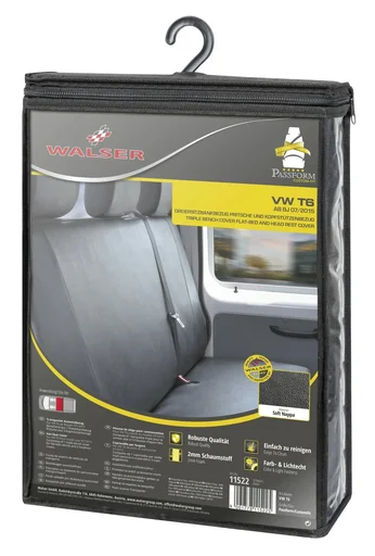 "Passform Sitzbezüge VW T6 für 3er Bank Pritsche hinten aus Kunstleder ab Baujahr 07/2015 bis heute image"