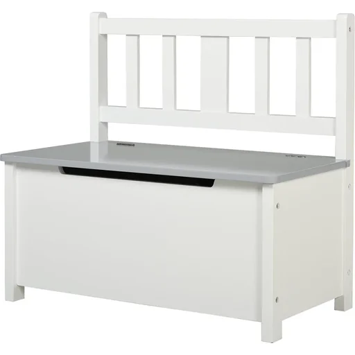 "Spielzeugkiste, Aufbewahrungstruhe, Sitzbank mit Stauraum, Truhenbank, Massivholzbeine, ab 3 Jahren, Grau, 60 x 30 x 55 image"