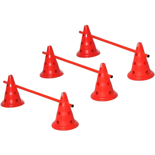 "Hürden-Set 6 x Kegelhürden + 3 x Hürdenstangen 30cm ROT image"