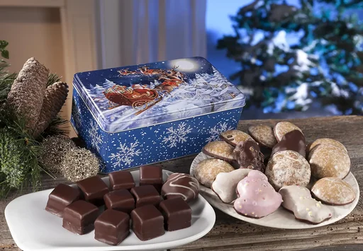 "Gebäckdose Weihnachtsmannschlitten image"