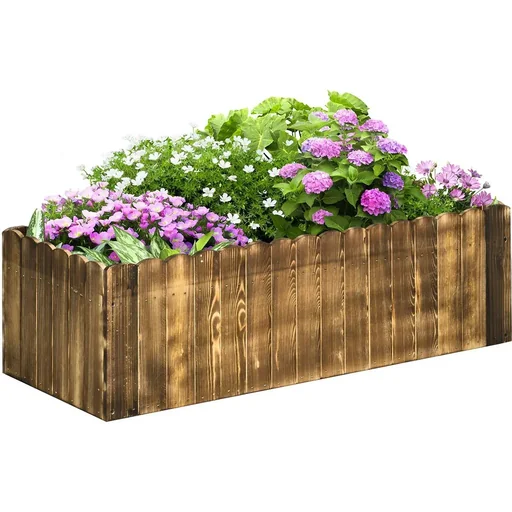 "Hochbeet Pflanzkasten Kräuterbeet Pflanzbeet Gemüse Blumenbeet Blumenkasten Tannenholz 100 x 40 x 30 cm image"