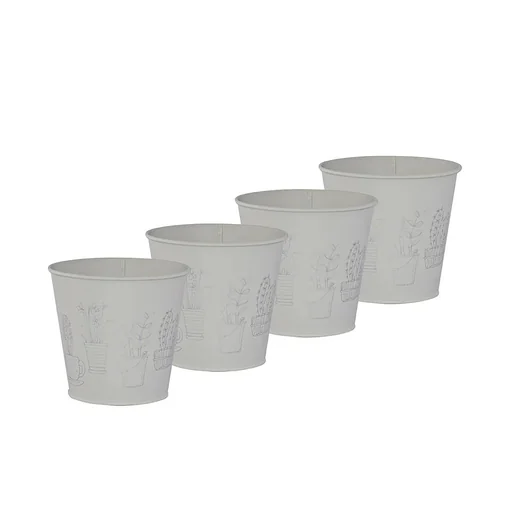 "Übertopf aus Metall in Grau 4er Set image"
