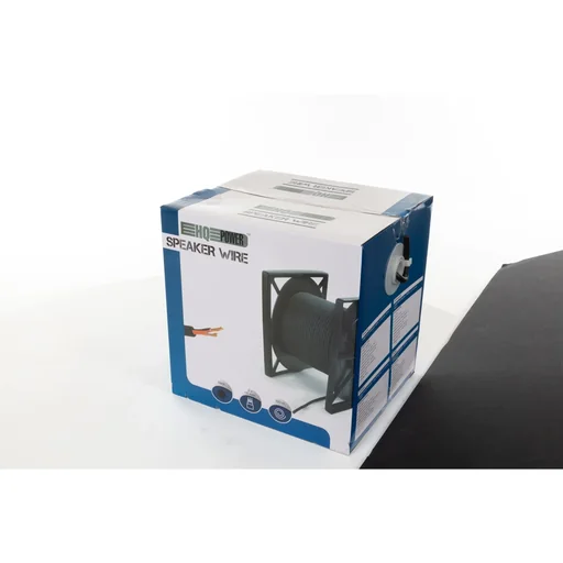 "Lautsprecherkabel 2x1.5mm², 100 Meter, schwarz, Spule, OFC-Kupferdraht, Lautsprecheranschluss, Heimkino, Audio-Setup, HiFi-System, Stereo-Verstärker, Lautsprecherinstallation, Rolle, flexibel image"