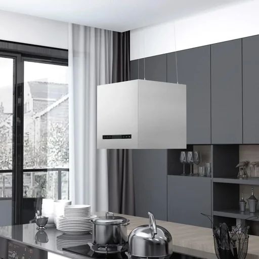 "Edelstahl-Dunstabzugshaube, hängend mit Berührungssensor LCD 37 cm image"