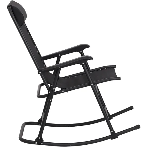"Schaukelstuhl Schaukelliege Gartenliege Schwungliege 1 x Kopfkissen klappbar Schwarz bis 120 kg 90 x 64 x 110 cm image"