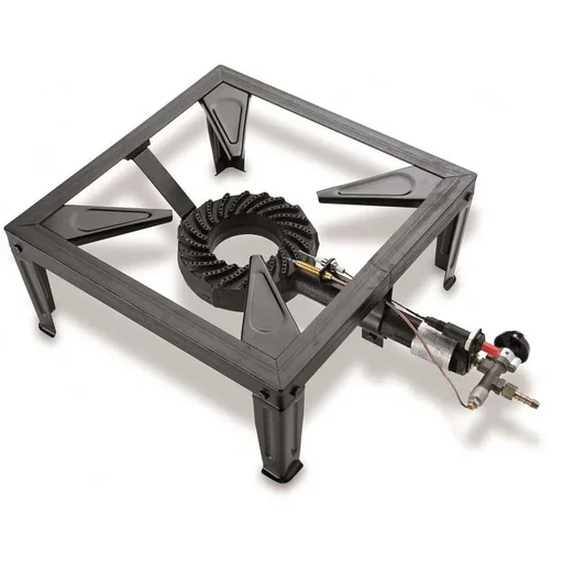 "Gusseisen 1 Brenner Camping Gaskocher mit Thermoelement 7,5 KW 37cm 4 Füße image"