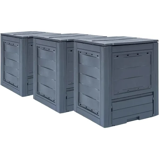 "Kompostboxen 3 Stück 780 L 60x60x73 cm grau image"