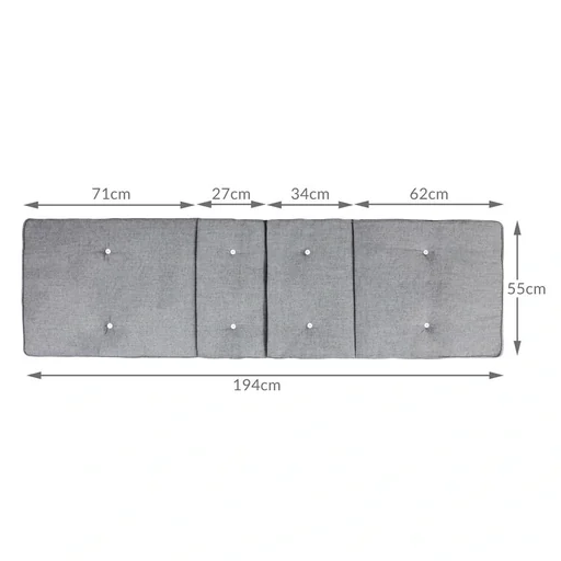 "Garten-Kissen - Für Liege - 196x55x5cm - Grau image"