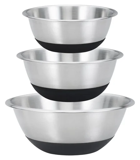 "Schüssel-Set „Black Steel“, mit Silikonboden, Edelstahl, Silberfarben/ Schwarz, 3-teilig image"