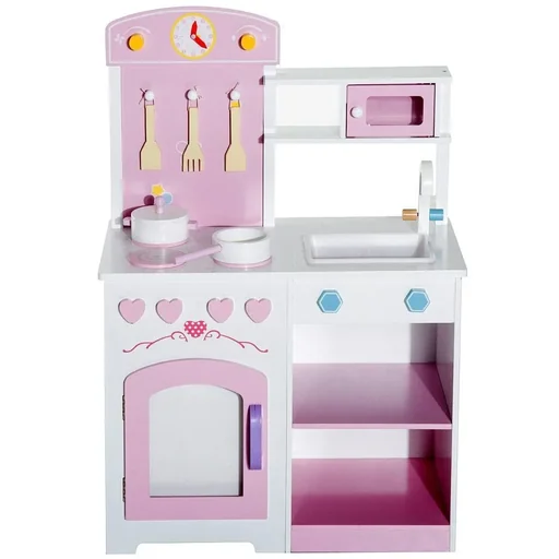 "Kinderküche Spielküche mit Zubehör Hocker Holz Rosa image"