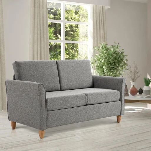 "Doppelsofa Sofa 2-Sitzer Zweisitzer mit Kissen 200 kg Belastbarkeit Leinen Holzfüße Hellgrau 141 x 65 x 78 cm image"