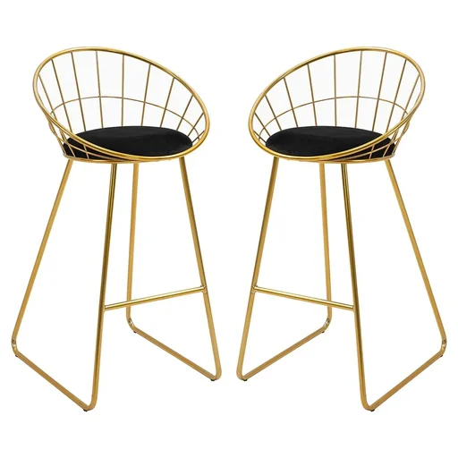 "2-tlg. Barhocker Küchenhocker mit Rückenlehne Kunststoffstifte für Küche Esszimmer Metall Samt-Touch-Polyester-Gewebe Sc image"