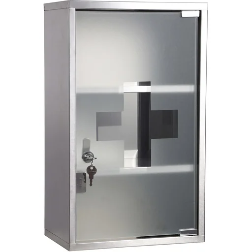 "Edelstahl Medizinschrank mit Schloss und 3 Fächern image"