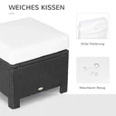 Poly Rattan Hocker mit Kissen Gartenhocker Sitzhocker Fußhocker Rattanhocker Balkon Sitzhocker Gartenmöbel Schwarz+Creme