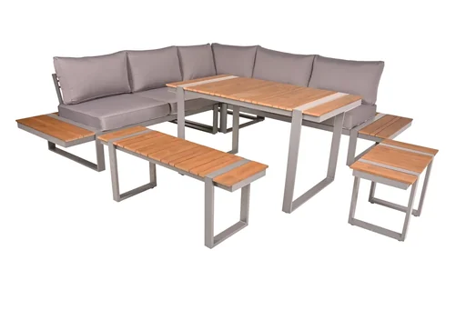 "Lounge-Eckgruppe AUREA, 6-teilig, Alu, Edelstahloptik / Polyester / Non-Wood image"