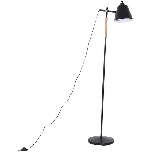 "Stehlampe verstellbar Standleuchte Stehleuchte 40W Metall + Holz schwarz 54 x 30 x 155 cm image"