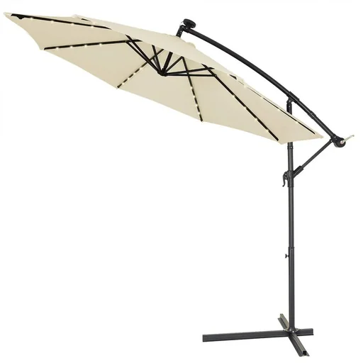 "Sonnenschirm Mali mit LED-Beleuchtung kippbare Creme - Ø 3,3m image"